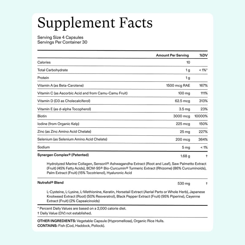 Nava Beauty Nutrafol Women's Hair Growth for Thicker, Stronger Hair 3-Month Supply White Smoke