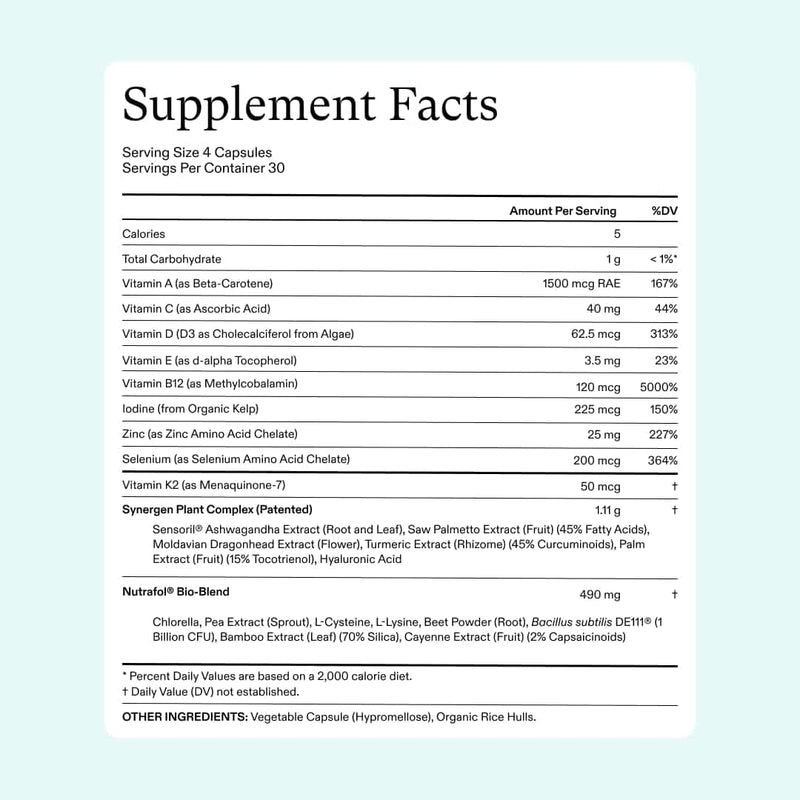 Nava Beauty Nutrafol Women's Vegan Hair Growth Supplement Pack 3-Month Supply White Smoke