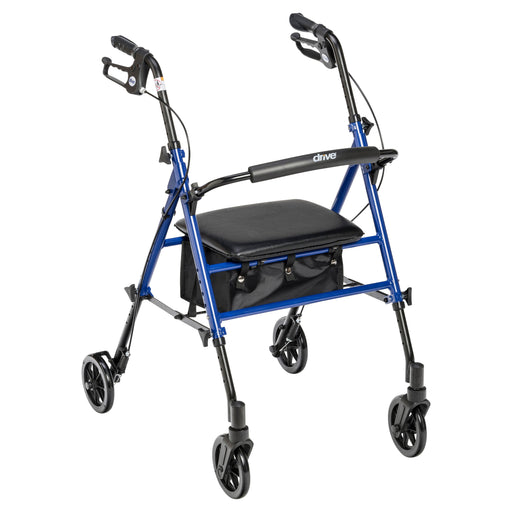 RIO Medical Supplies Adjustable Height Rollator Rolling Walker with 6" Wheels, Blue White Smoke
