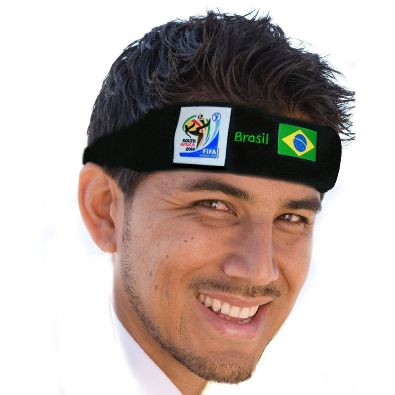VIP Extensions Brazil World Cup Soccer Headband - Vintage Collectible Official FIFA Licensed Hair Accessories White Smoke Brazil
