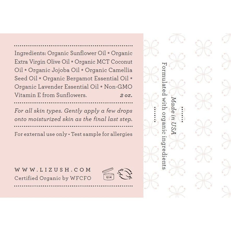 Lizush ORGANIC FACIAL OIL Seals and Protects Misty Rose