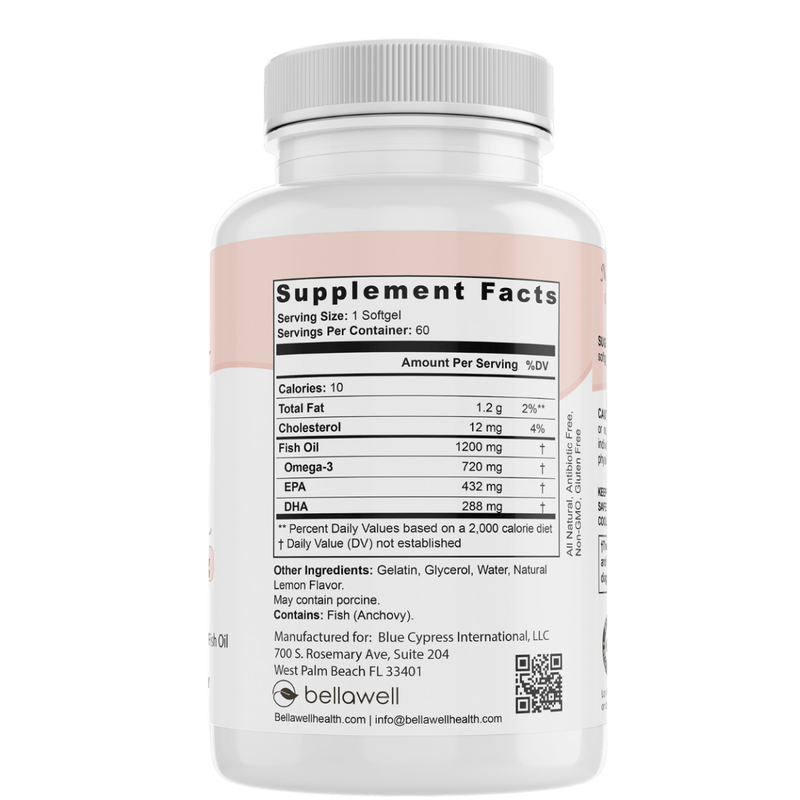 Bellawell Health Omega Fish Oil -Omega-3 Fatty Acids by Bellawell Gelcaps Lavender