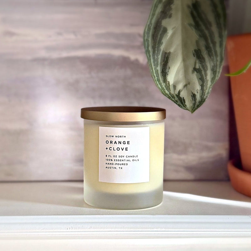 Slow North Orange + Clove - Signature Soy Candle Frosted Candles Dark Gray