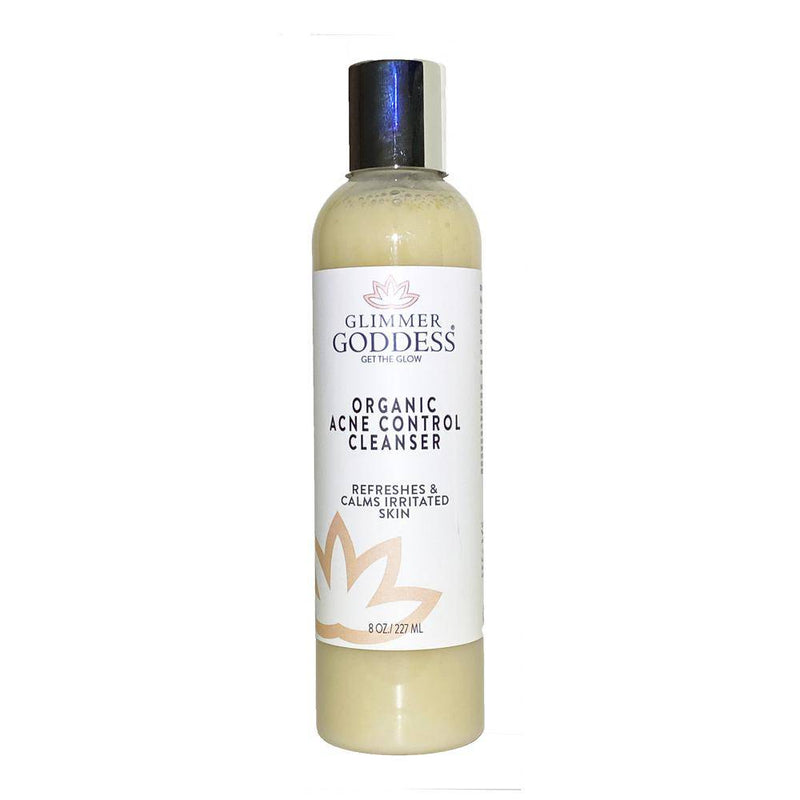 Glimmer Goddess® Organic Skin Care Organic Acne Cleanser – Gentle Face & Body Wash Facial Cleanser Light Gray 8 oz