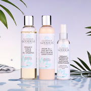 Glimmer Goddess® Organic Skin Care Organic Argan Oil Hair Treatment Trio – Hydrating 3-Step System Hair Care Light Gray