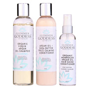 Glimmer Goddess® Organic Skin Care Organic Argan Oil Hair Treatment Trio – Hydrating 3-Step System Hair Care White Smoke