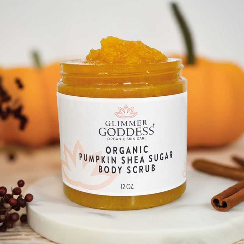 Glimmer Goddess® Organic Skin Care Organic Pumpkin Shea Sugar Body Scrub – Fall Scented Exfoliator Cleansers & Scrubs Light Gray Cinnamon Apple Cider