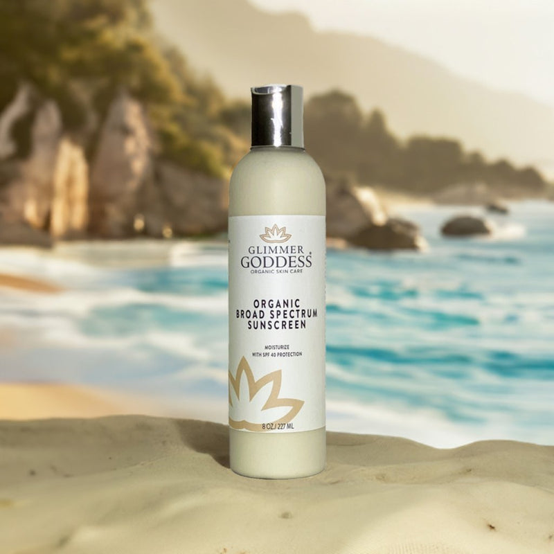 Glimmer Goddess® Organic Skin Care Organic Reef-Safe Sunscreen – Broad Spectrum SPF 40 Lotions & Creams Tan Regular / 8 oz.,Regular / 4 oz.,Unscented / 8 oz.,Unscented / 4 oz.