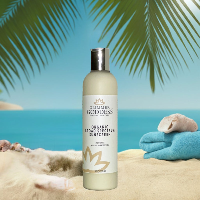 Glimmer Goddess® Organic Skin Care Organic Reef-Safe Sunscreen – Broad Spectrum SPF 40 Lotions & Creams Wheat Regular / 8 oz.,Regular / 4 oz.,Unscented / 8 oz.,Unscented / 4 oz.