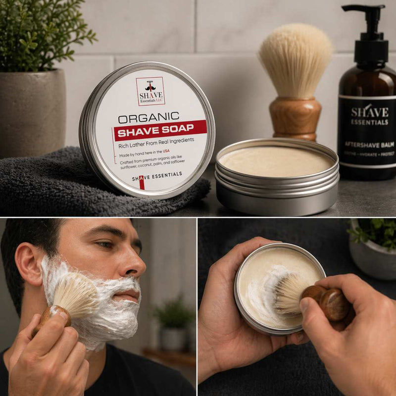 Shave Essentials Organic Shave Soap Shave Creams & Soaps Black Unscented / Sensitive