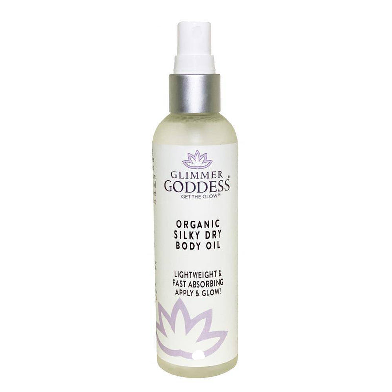 Glimmer Goddess® Organic Skin Care Organic Silky Dry Body Oil – Fast-Absorbing Formula Lotions & Creams Light Gray