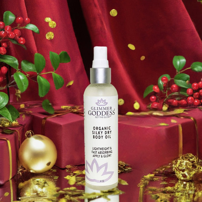 Glimmer Goddess® Organic Skin Care Organic Silky Dry Body Oil – Fast-Absorbing Formula Lotions & Creams Saddle Brown