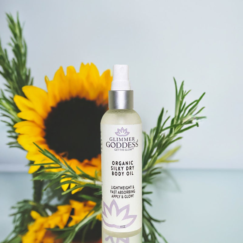 Glimmer Goddess® Organic Skin Care Organic Silky Dry Body Oil – Fast-Absorbing Formula Lotions & Creams Light Gray