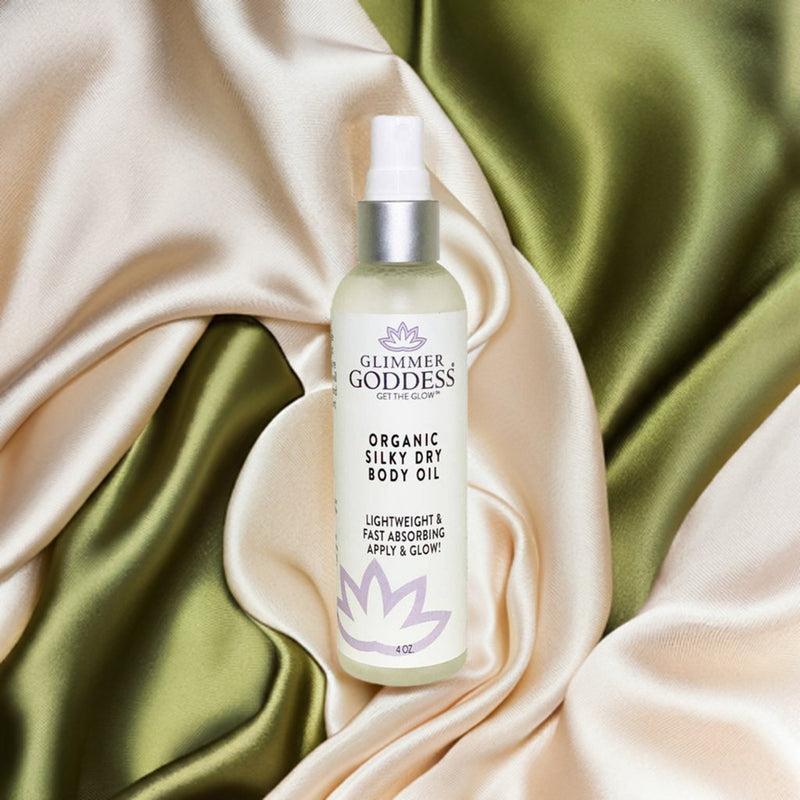 Glimmer Goddess® Organic Skin Care Organic Silky Dry Body Oil – Fast-Absorbing Formula Lotions & Creams Light Gray