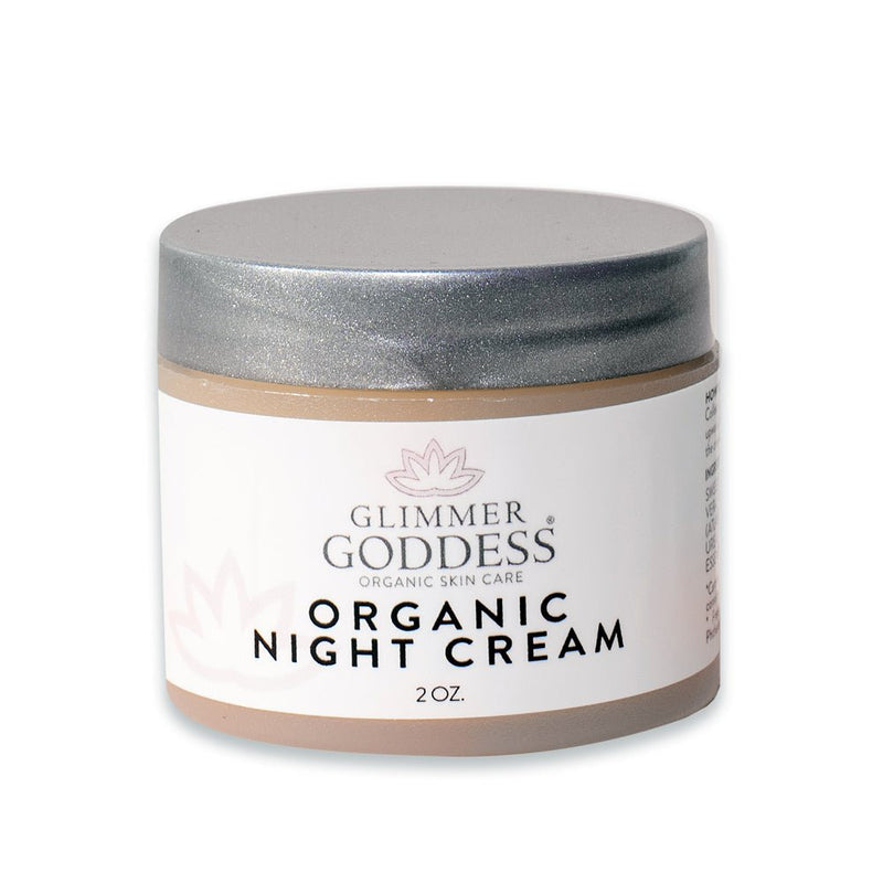 Glimmer Goddess® Organic Skin Care Organic Skin Renewal Night Cream 2 oz – Anti-Aging Moisturizers Light Gray 2 oz. JAR / Lightly Scented – soft essential oil scent,2 oz. JAR / Unscented – great for extra-sensitive skin,2 oz. Airless Bottle - SUMMER VERSION / Lightly Scented – soft essential oil scent,2 oz. Airless Bottle - SUMMER VERSION / Unscented – great for