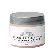 Glimmer Goddess® Organic Skin Care Triple Action Daily Moisturizer – Organic SPF 30 Face Moisturizers Light Gray 2 oz. JAR / Lightly scented,2 oz. JAR / Unscented – great for extra-sensitive skin,2 oz. Airless Bottle - SUMMER VERSION / Lightly scented,2 oz. Airless Bottle - SUMMER VERSION / Unscented – great for extra-sensitive skin