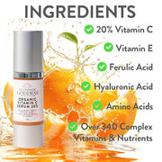 Glimmer Goddess® Organic Skin Care Organic Vitamin C Serum 20% – Brightening Treatment with Hyaluronic & Ferulic Acid Serums Light Gray