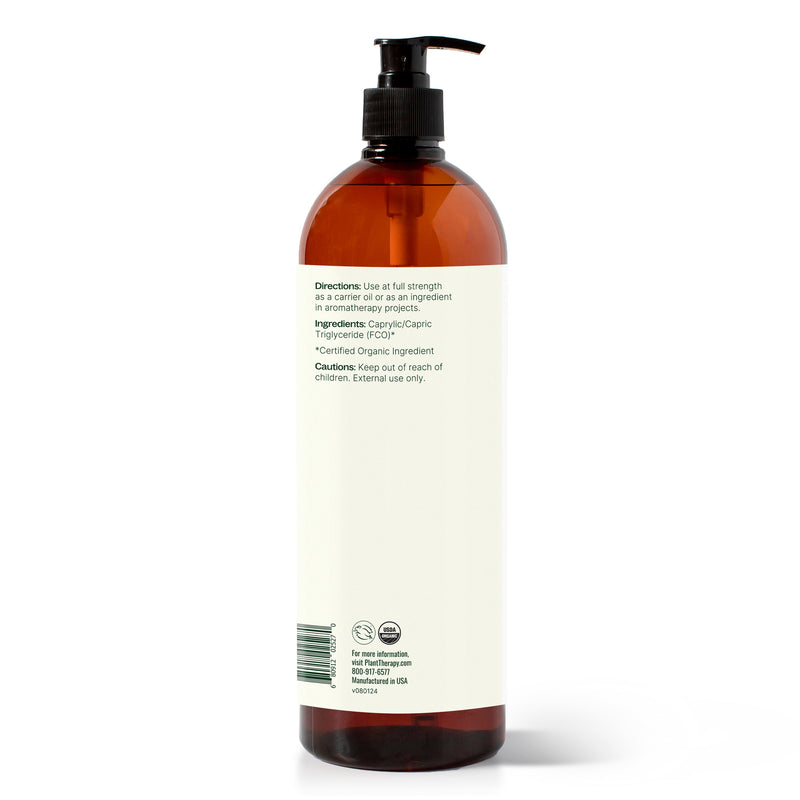 Plant Therapy Organic Fractionated Coconut Carrier Oil Body Care Black 4 oz,16 oz,32 oz