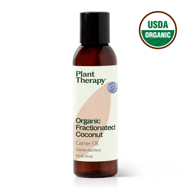 Plant Therapy Organic Fractionated Coconut Carrier Oil Body Care White Smoke 4 oz,16 oz,32 oz