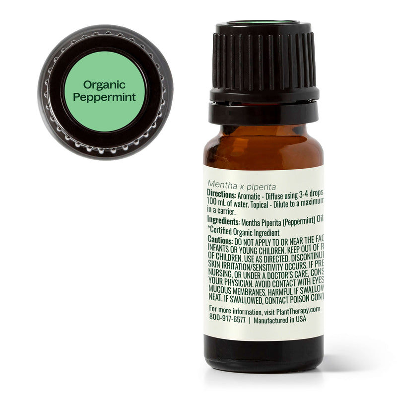 Plant Therapy Organic Peppermint Essential Oil Essential Oil White Smoke 10 mL,30 mL,100 mL