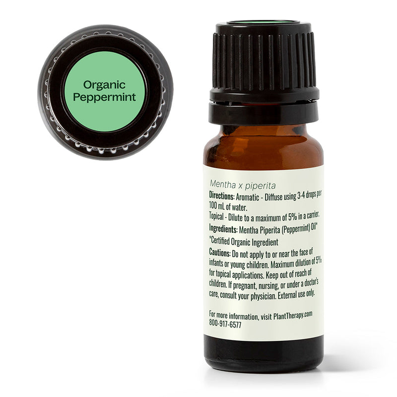 Plant Therapy Organic Peppermint Essential Oil Essential Oil White Smoke 10 mL,30 mL,100 mL