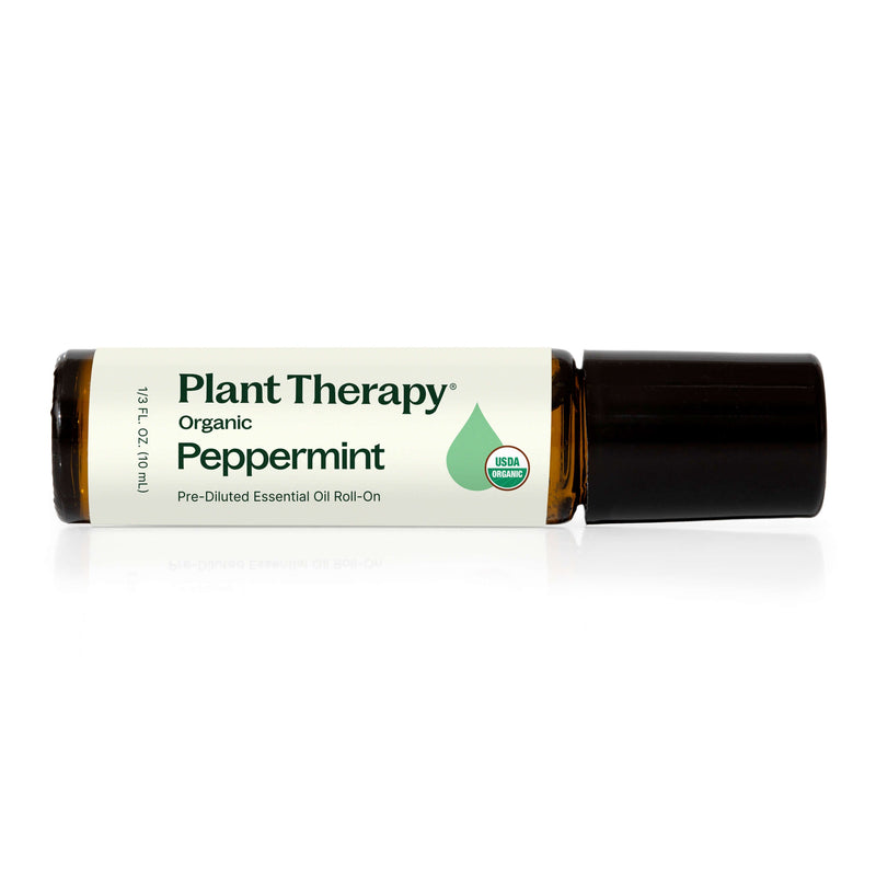 Plant Therapy Organic Peppermint Essential Oil Pre-Diluted Roll-On Essential Oil Beige 10 mL
