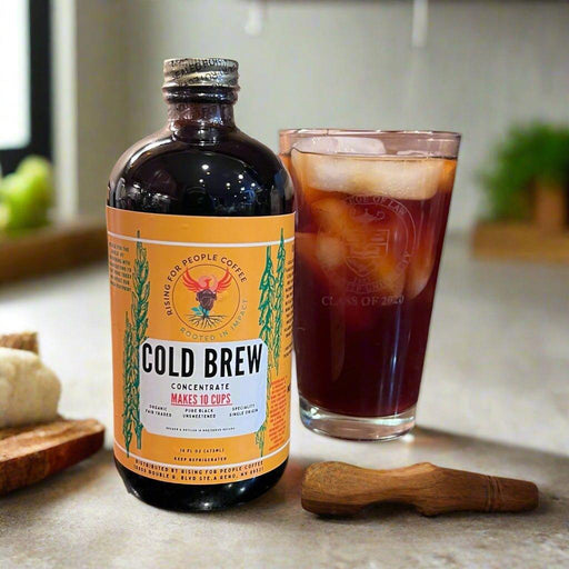 Rising For People Coffee Co. Original Concentrated Cold Brew Coffee — Medium-Dark Roast Whole Bean Coffee Coffee Dark Gray 16oz,Case of 5,Case of 10,Case of 20
