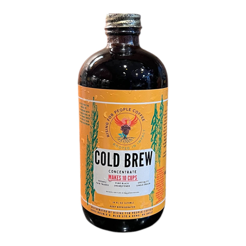 Rising For People Coffee Co. Original Concentrated Cold Brew Coffee — Medium-Dark Roast Whole Bean Coffee Coffee White Smoke 16oz,Case of 5,Case of 10,Case of 20