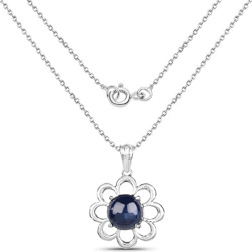 Bids.com 4.65 Carat Genuine Blue Sapphire .925 Sterling Silver Pendant Pendants White Smoke