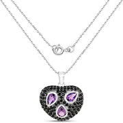 Bids.com 3.19 Carat Genuine Amethyst and Black Spinel .925 Sterling Silver Pendant Pendants White Smoke
