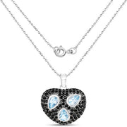 Bids.com 3.52 Carat Genuine Blue Topaz and Black Spinel .925 Sterling Silver Pendant Pendants White Smoke