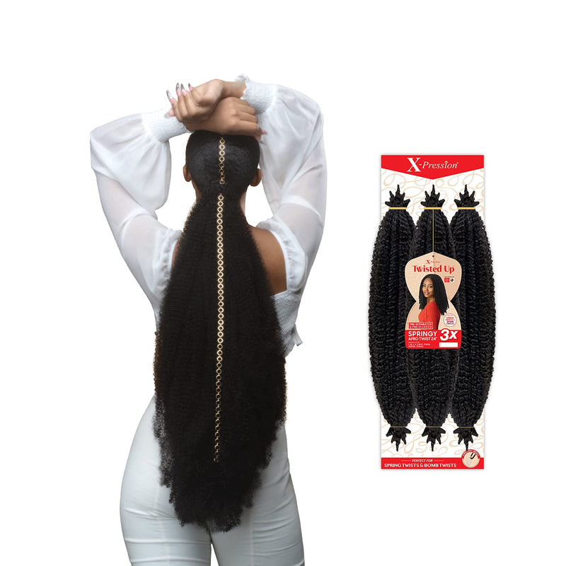VIP Extensions Outre Crochet Braids X-Pression Twisted Up 3X Springy Afro Twist 24" Hair Extension White Smoke 1,1B,2,4,27,30,613