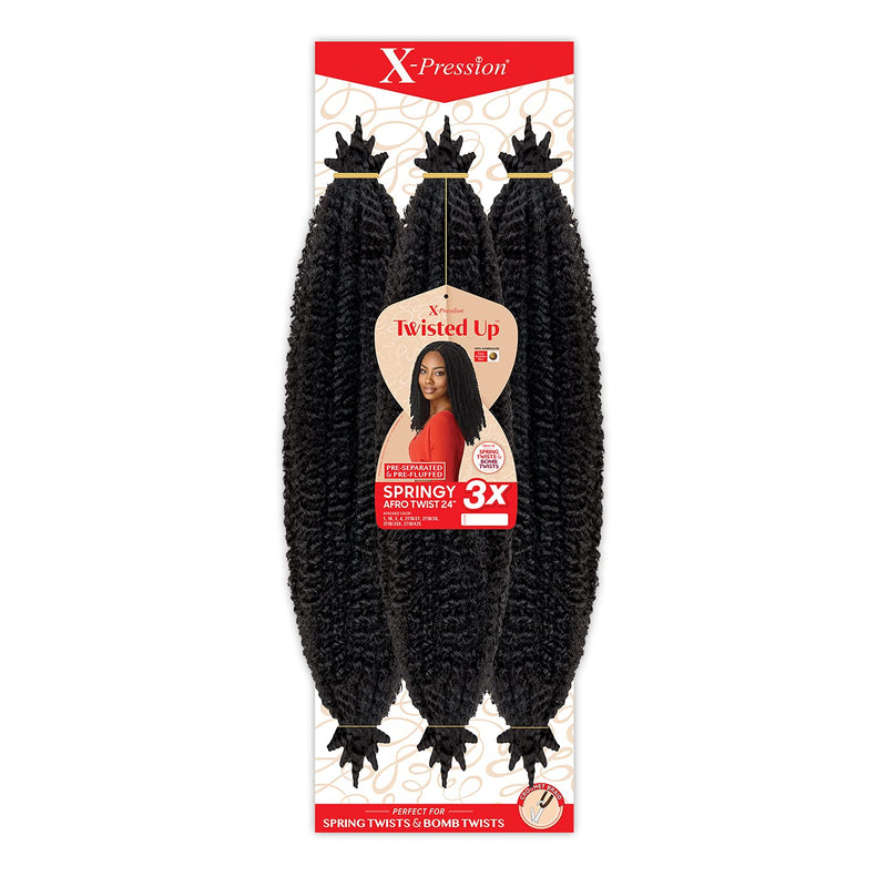 VIP Extensions Outre Crochet Braids X-Pression Twisted Up 3X Springy Afro Twist 24" Hair Extension Black 1,1B,2,4,27,30,613