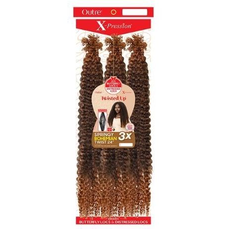 VIP Extensions Outre X-Pression Twisted Up 3X Springy Bohemian Twist 24" 3-Pack 2T1B/27 Hair Extension White Smoke 1,1B,2,2T1B/27,2T1B425,613