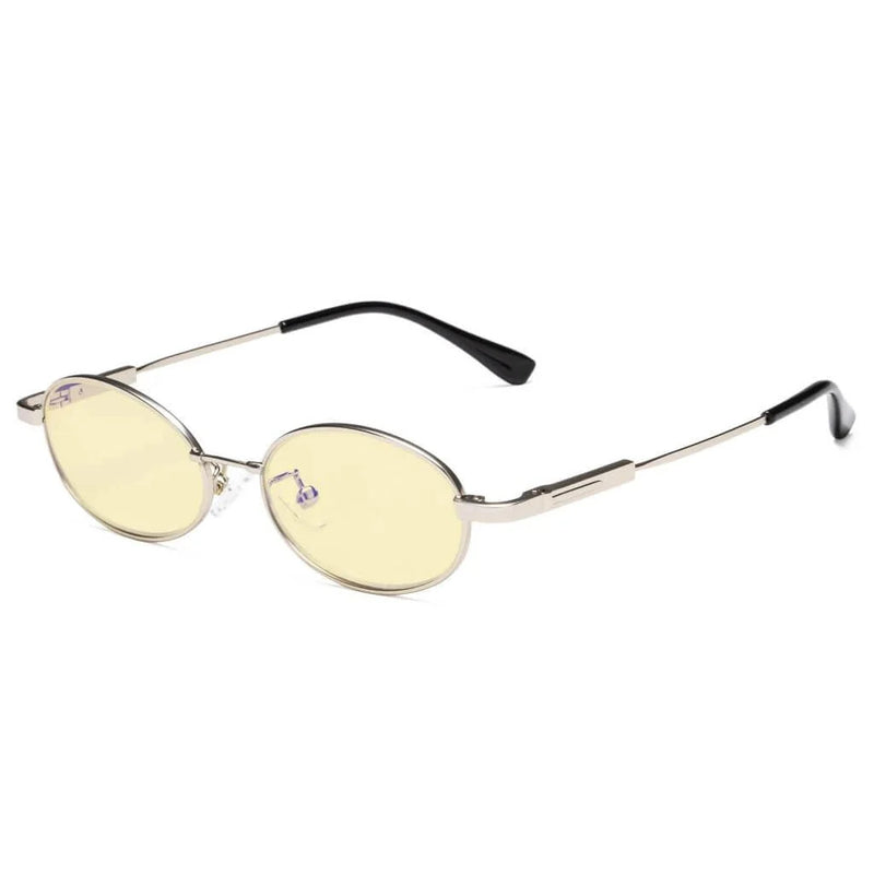 eyekeeper.com Oval Metal Blue Light Blocking Eyeglasses for Kids TMK1803 Eyeglasses White Smoke Silver / without magnification
