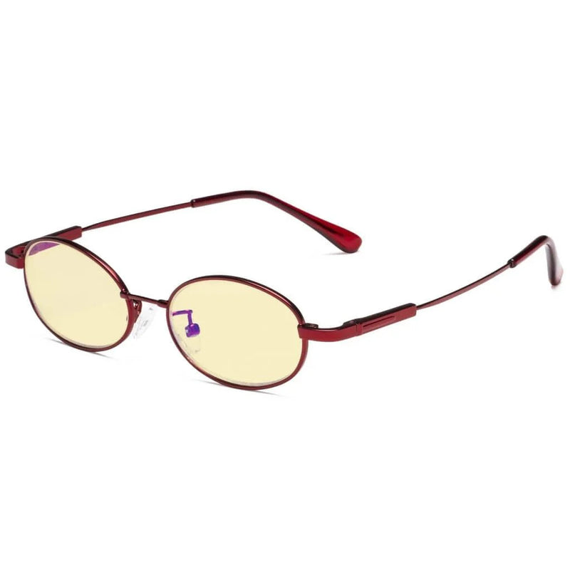 eyekeeper.com Oval Metal Blue Light Blocking Eyeglasses for Kids TMK1803 Eyeglasses White Smoke Red / without magnification