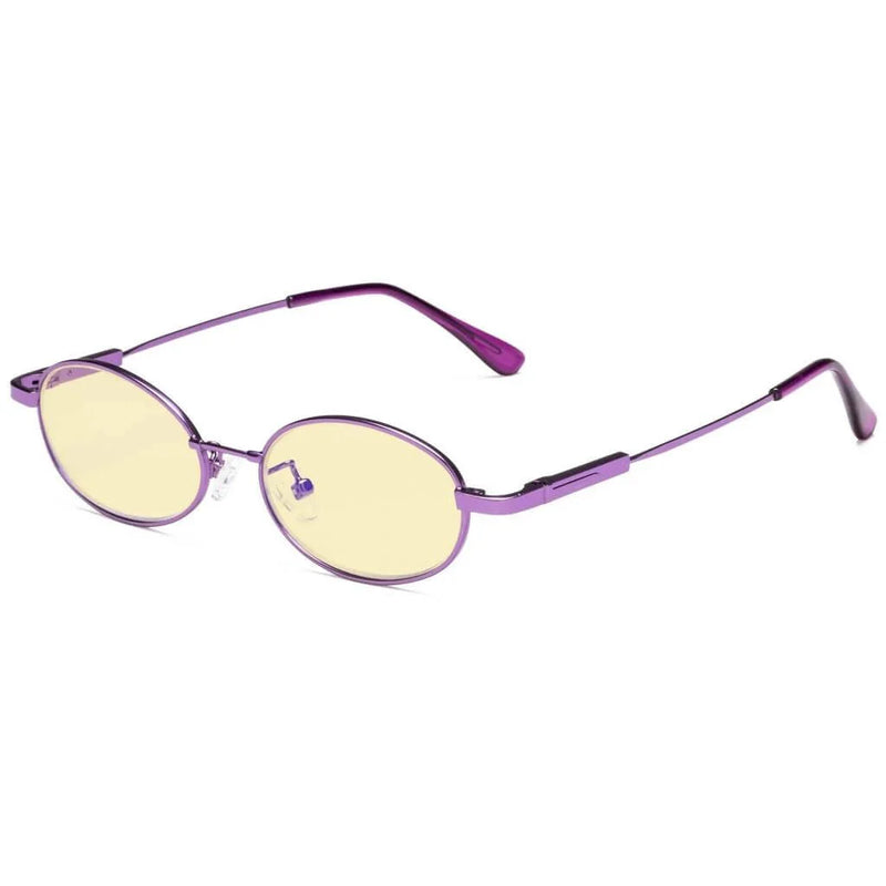 eyekeeper.com Oval Metal Blue Light Blocking Eyeglasses for Kids TMK1803 Eyeglasses White Smoke Purple / without magnification