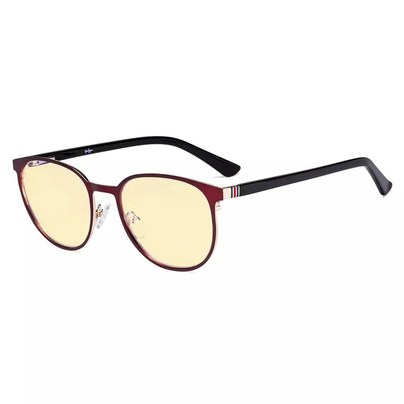 eyekeeper.com Oval Metal Blue Light Blocking Eyeglasses LX19004-BB60 Eyeglasses White Smoke Red / without magnification