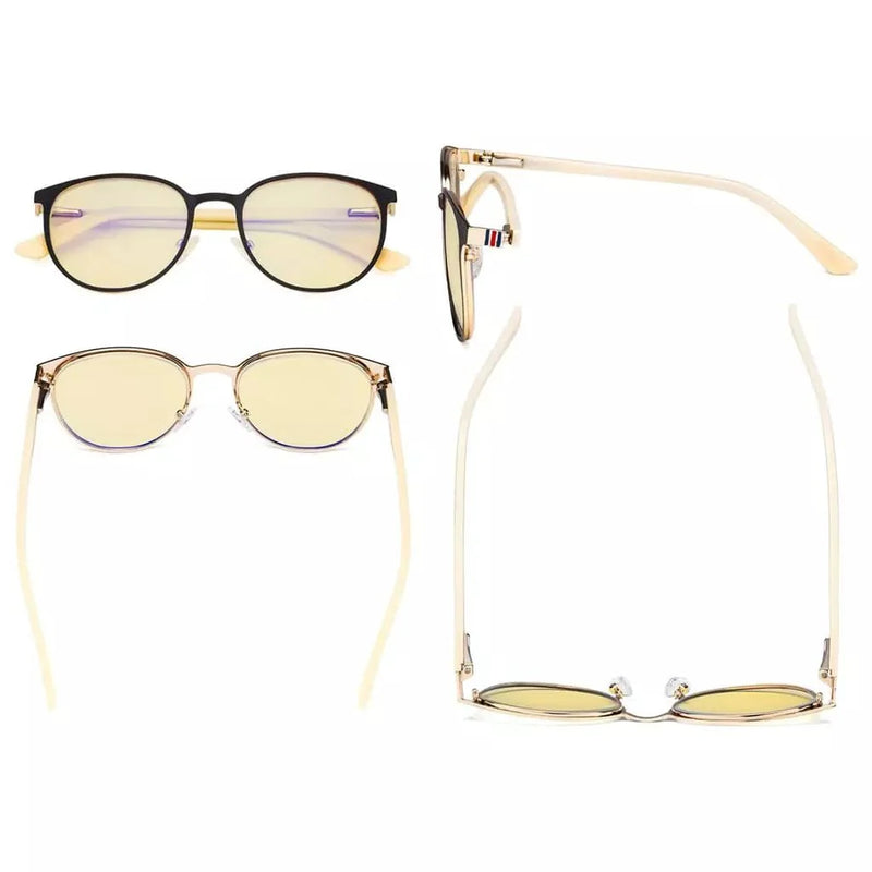 eyekeeper.com Oval Metal Blue Light Blocking Eyeglasses LX19004-BB60 Eyeglasses White Smoke Black Gold / without magnification,Black Gunmetal / without magnification,Red / without magnification