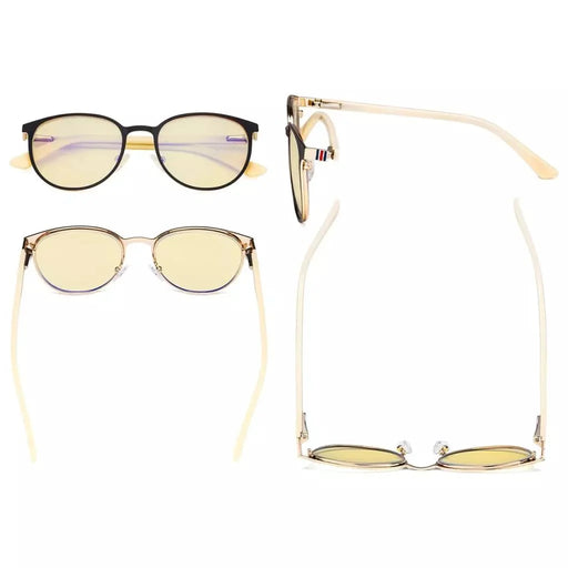 eyekeeper.com Oval Metal Blue Light Blocking Eyeglasses LX19004-BB60 Eyeglasses White Smoke Black Gold / without magnification,Black Gunmetal / without magnification,Red / without magnification