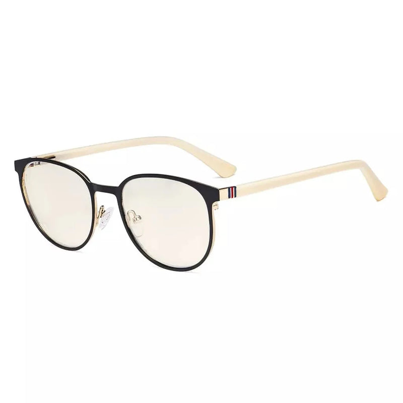 eyekeeper.com Oval Metal Blue Light Filter Eyeglasses LX19004-BB40 Eyeglasses White Smoke Black Gold / without magnification