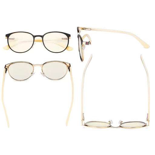 eyekeeper.com Oval Metal Blue Light Filter Eyeglasses LX19004-BB40 Eyeglasses White Smoke Black Gold / without magnification,Black Gunmetal / without magnification,Red / without magnification