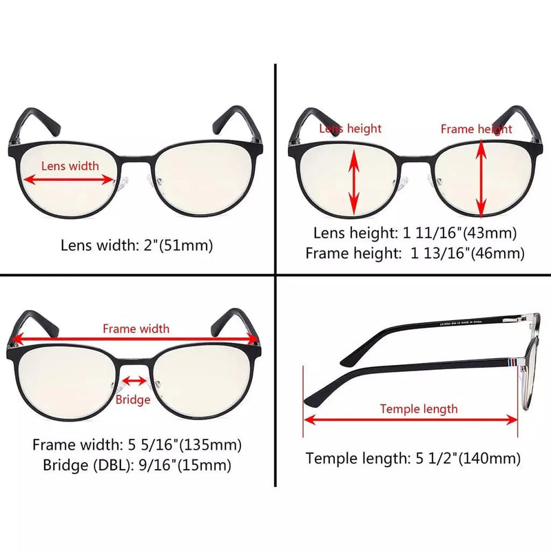 eyekeeper.com Oval Metal Blue Light Filter Eyeglasses LX19004-BB40 Eyeglasses White Smoke Black Gold / without magnification,Black Gunmetal / without magnification,Red / without magnification