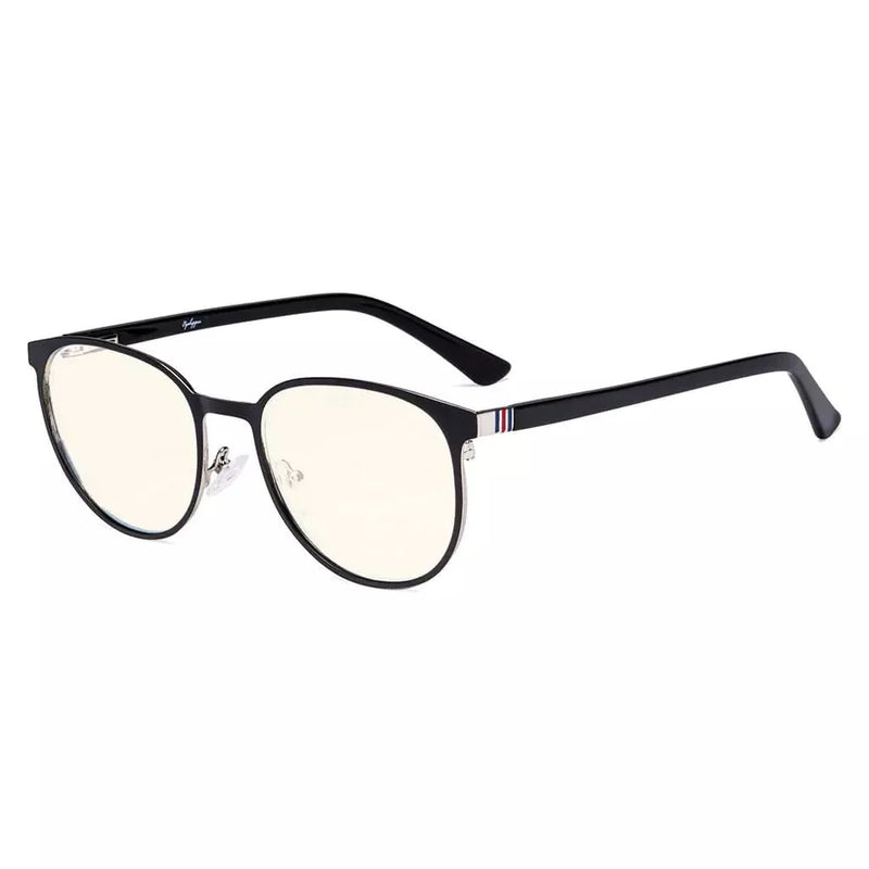 eyekeeper.com Oval Metal Blue Light Filter Eyeglasses LX19004-BB40 Eyeglasses White Smoke Black Gunmetal / without magnification