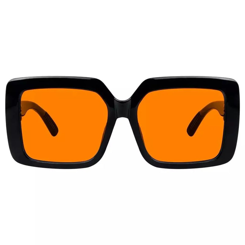 eyekeeper.com Oversized 100% Blue Blocking Glasses Orange Lens Metalless Screwless R2311-B98 Eyeglasses Dark Orange Black / without magnification