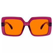eyekeeper.com Oversized 100% Blue Blocking Glasses Orange Lens Metalless Screwless R2311-B98 Eyeglasses Dark Orange Purple Red / without magnification