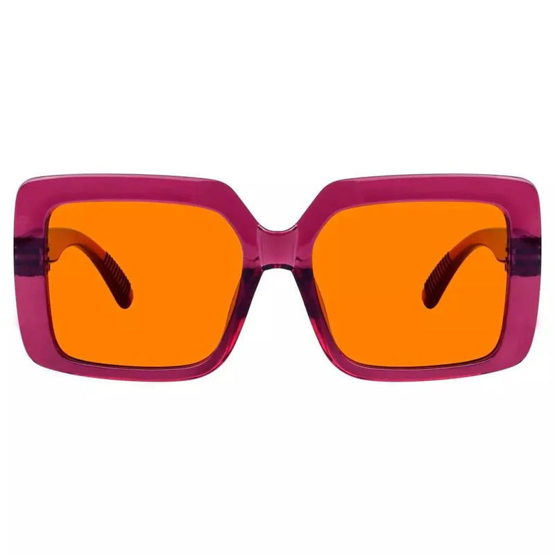 eyekeeper.com Oversized 100% Blue Blocking Glasses Orange Lens Metalless Screwless R2311-B98 Eyeglasses Dark Orange Purple Red / without magnification