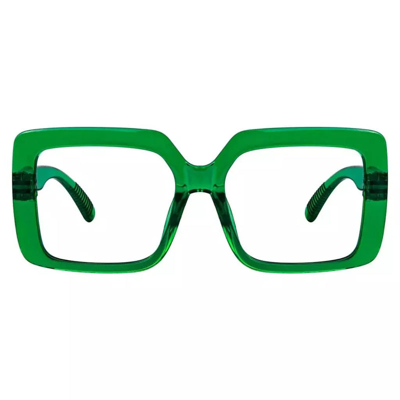 eyekeeper.com Oversized 30% Blue Light Blocking Glasses Metalless Screwless Eyewear R2311-B15 Eyeglasses White Smoke Green / without magnification