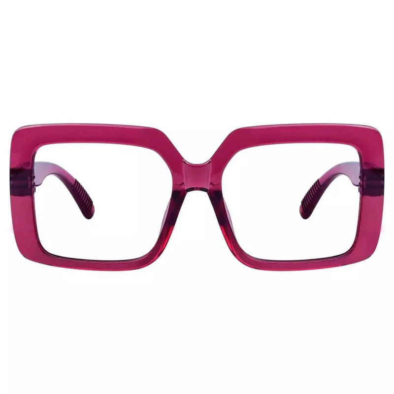 eyekeeper.com Oversized 30% Blue Light Blocking Glasses Metalless Screwless Eyewear R2311-B15 Eyeglasses White Smoke Purple Red / without magnification