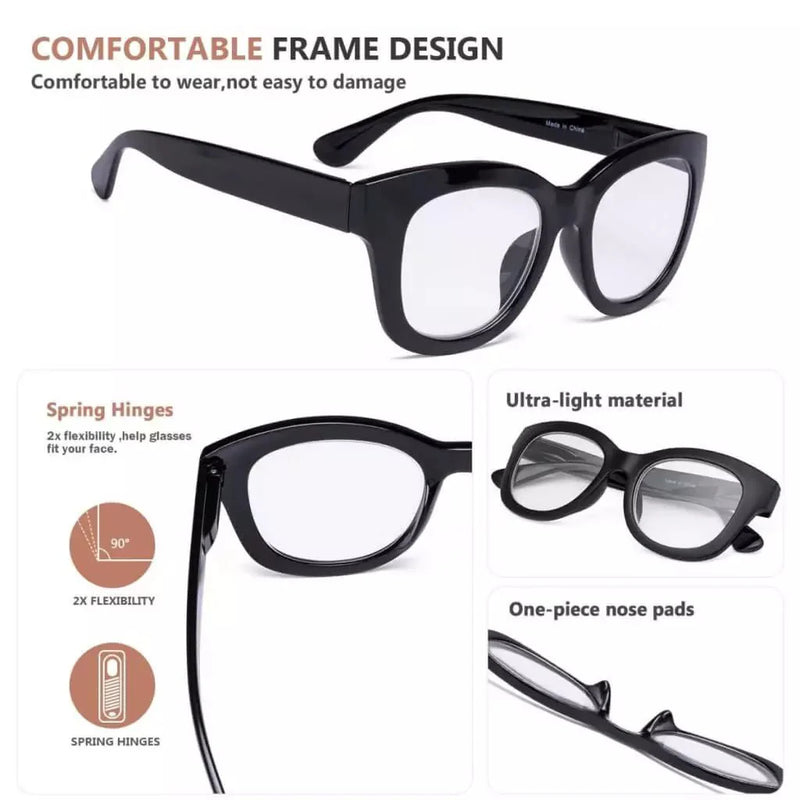 eyekeeper.com Oversized Retro Reading Glasses Thick Square Design Readers FH1555 Eyeglasses Lavender Black / without magnification,Black / +0.50,Black / +0.75,Black / +1.00,Black / +1.25,Black / +1.50,Black / +1.75,Black / +2.00,Black / +2.25,Black / +2.50,Black / +2.75,Black / +3.00,Black / +3.25,Black / +3.50,Black / +3.75,Black / +4.00,Tortoise / with